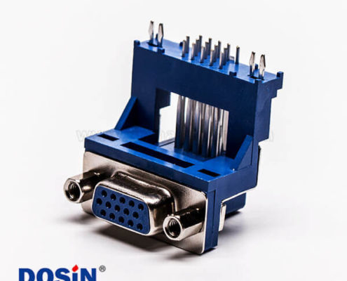 d-sub hd接口彎式母頭高架帶框單加強筋接pcb板