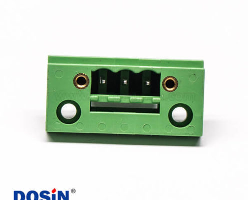 綠色端子臺3芯帶兩個螺絲孔直式穿孔接線端子