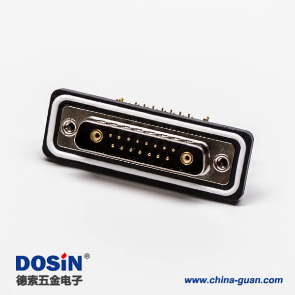 d-sub防水連接器17w2公頭彎式車針同軸連接器接PCB板