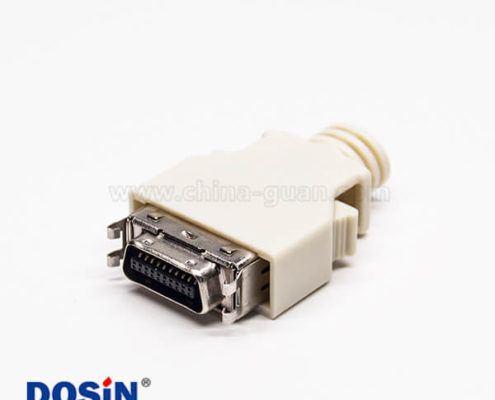 SCSI連接器20針公頭直式按鍵式焊接接線帶塑料外殼