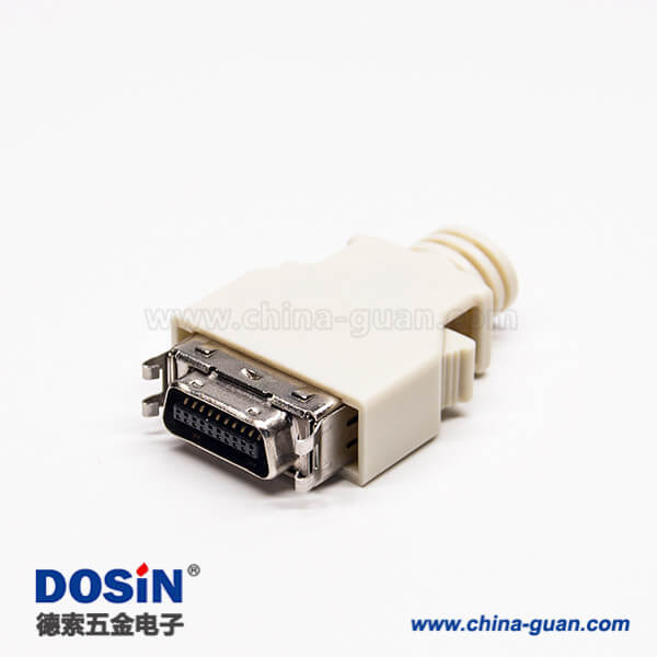 SCSI連接器20針公頭直式按鍵式焊接接線帶塑料外殼