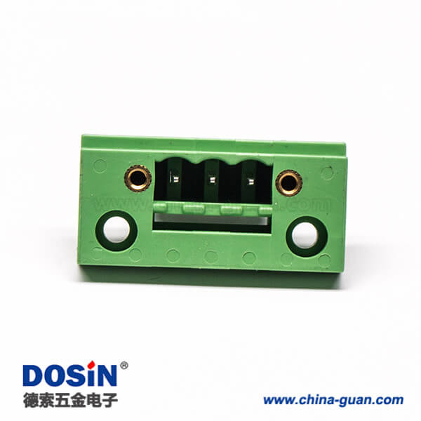 綠色端子臺3芯帶兩個(gè)螺絲孔直式穿孔接線端子