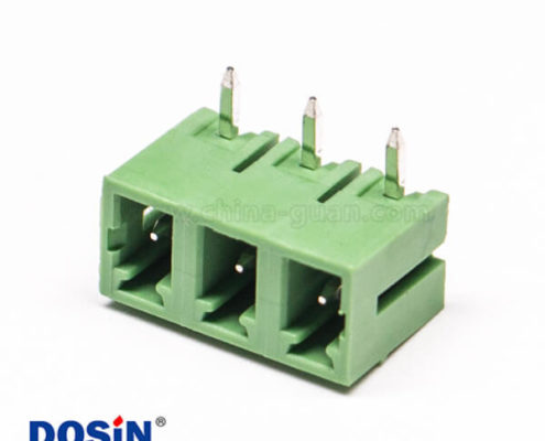 3pin綠色端子90度彎式PCB板穿孔式插拔式對(duì)接端子