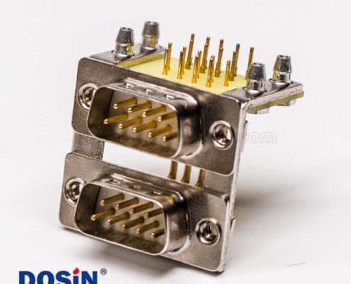 D-SUB雙胞胎9公對(duì)9公彎式插板穿孔19.05鉚鎖接PCB板