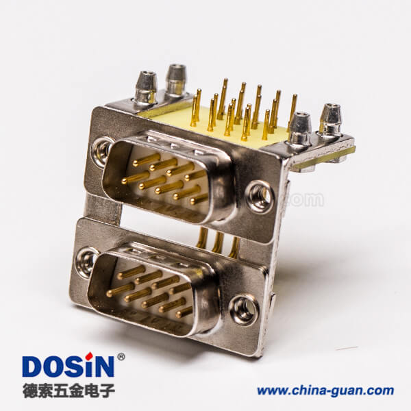D-SUB雙胞胎9公對(duì)9公彎式插板穿孔19.05鉚鎖接PCB板