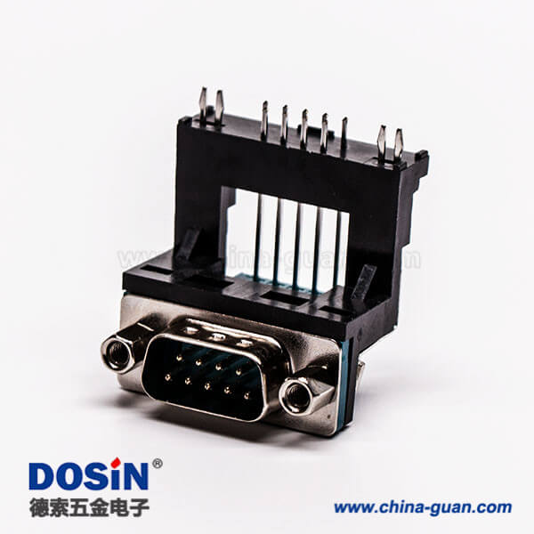 D-Sub連接器9針公對(duì)高架5.8鉚鎖黑膠接PCB板