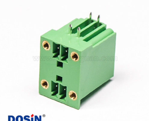PCB綠色接線端子4芯直式4孔法蘭方形面板安裝穿墻式端子