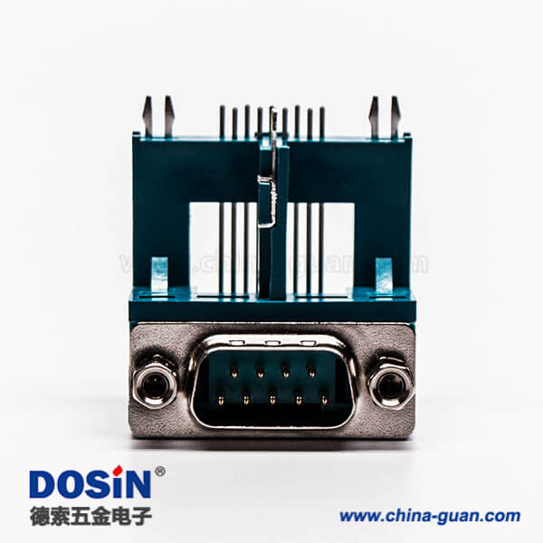 56-3 D-SUB連接器封裝公座9針彎式三腳架鉚鎖綠膠