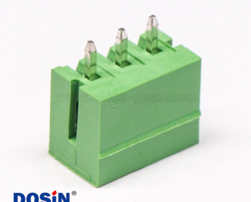 直彎針PCB接線端子3芯直式180度穿孔PCB板安裝綠色端子