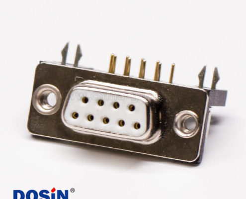 9pin d-sub母座彎頭塑膠支架鉚鎖式帶魚叉插板