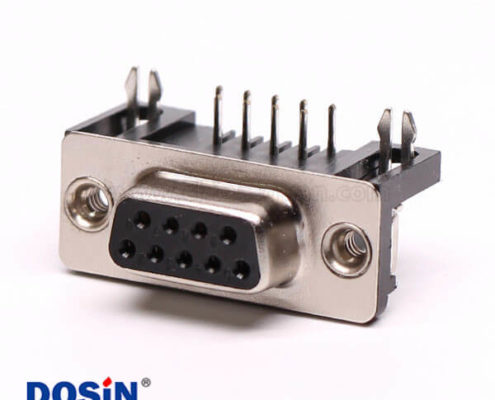 D-Sub 9鉚線式彎角焊板鉚鎖接PCB板連接器