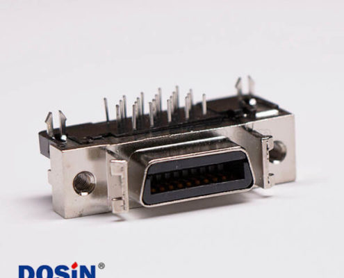 scsi20針接頭彎式母頭鉚鎖插孔接PCB板