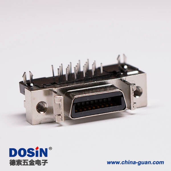 scsi20針接頭彎式母頭鉚鎖插孔接PCB板