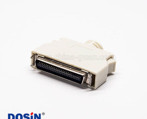 50Pin公頭連接器直式按鍵式SCSI連接器帶塑料外殼