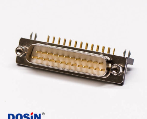 db25接口公頭彎式塑料支架鉚鎖插孔接PCB板