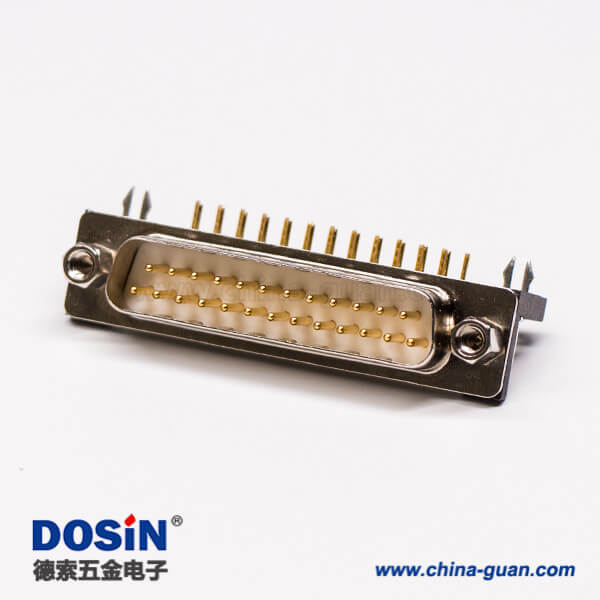 db25接口公頭彎式塑料支架鉚鎖插孔接PCB板