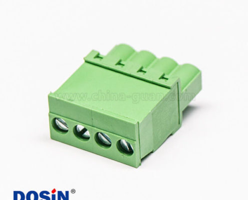 插頭接線端子直式綠色插拔式4螺絲插頭綠色端子直式