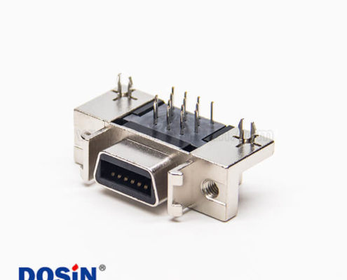 scsi母座連接器14pin彎式90度插板式帶魚叉腳接PCB板