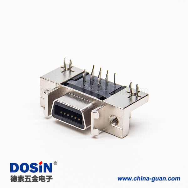 scsi母座連接器14pin彎式90度插板式帶魚叉腳接PCB板