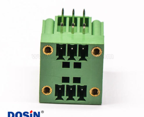 綠色接線端子6芯雙排直式穿孔帶4個螺絲孔的方形端子