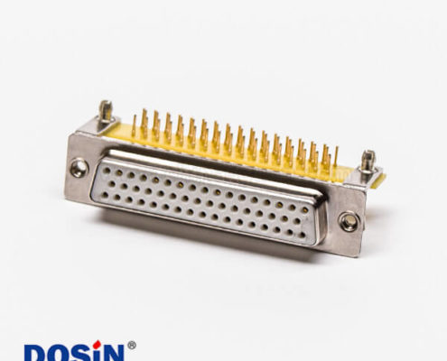 高密度插針db50針母頭彎式車(chē)針帶支架鉚鎖插孔接PCB板