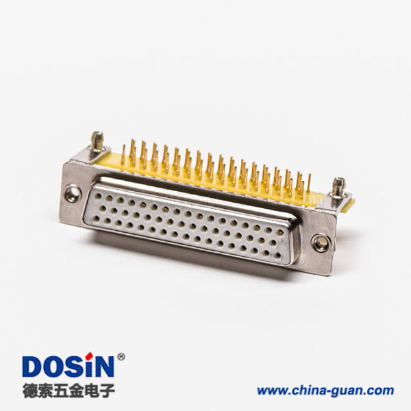 高密度插針db50針母頭彎式車(chē)針帶支架鉚鎖插孔接PCB板