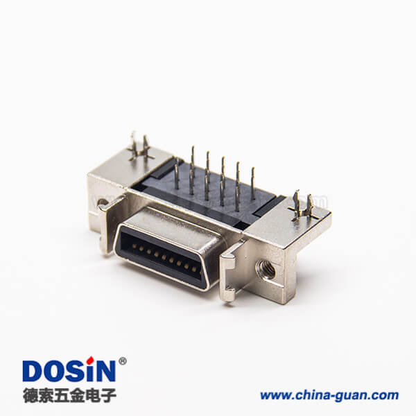 scsi母連接器20針90度鉚鎖式插PCB板帶魚叉腳