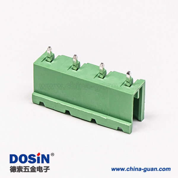 插拔式接線(xiàn)端子接線(xiàn)綠色4芯穿孔式PCB板安裝直式端子綠色