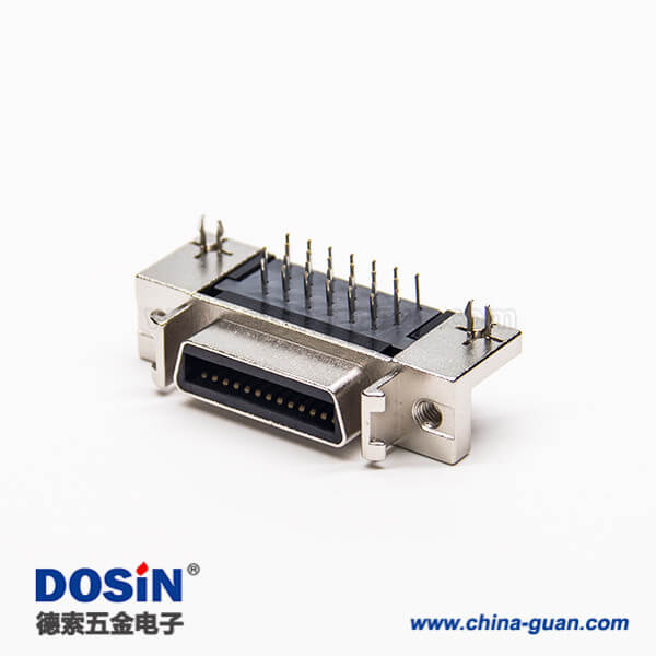 scsi連接器pcb封裝彎頭26針母頭帶魚叉腳插PCB板