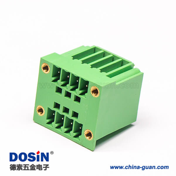 PCB八芯綠色接線端子方形穿墻式法蘭安裝端子座
