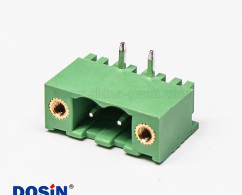 彎針接線端子2芯彎式插孔綠色PCB板插拔式端子