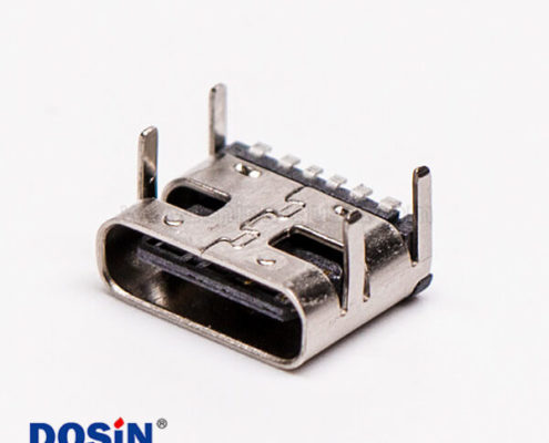 type c母頭彎式貼板插板單排USB3.0連接器