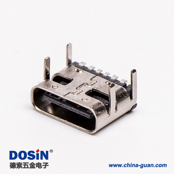 type c母頭彎式貼板插板單排USB3.0連接器