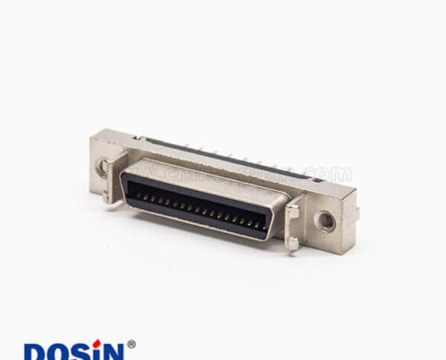 直式SCSI連接器180度母頭鉚鎖連接插PCB板