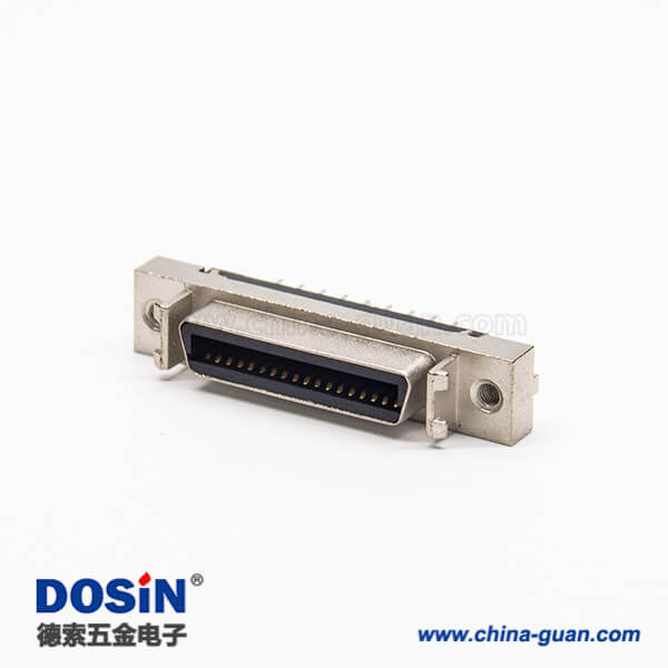 直式SCSI連接器180度母頭鉚鎖連接插PCB板