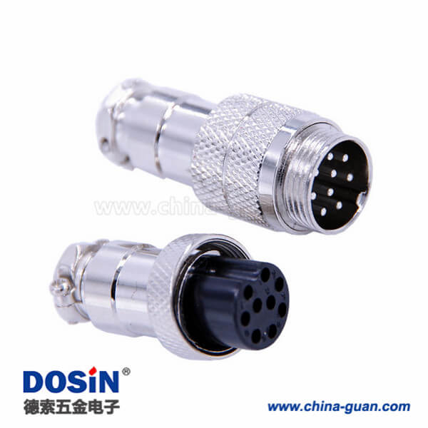 9芯航空插頭GX16直式公頭母頭電纜式連接器