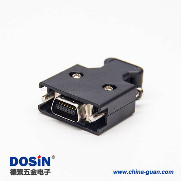 螺絲式SCSI連接器直式公頭14pin黑色塑料殼