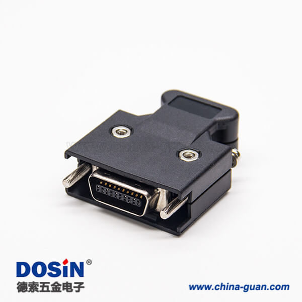 scsi連接器20p公頭MDR黑色塑料外殼螺絲式焊接接線