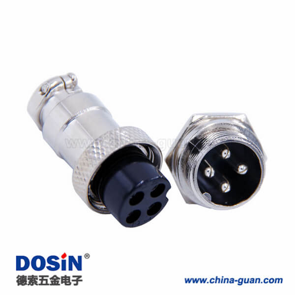 GX16 4芯航空連接器直式電纜式母頭公座