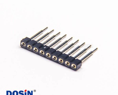 單排圓孔座排母連接器2.54mm間距9pin直式長15mm