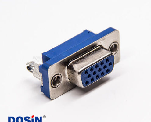 15針d-sub接口母頭180度連接器藍色膠芯插PCB板