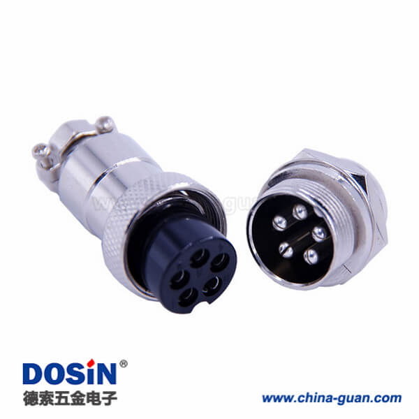 5芯GX20圓形連接器直式公插座母插頭