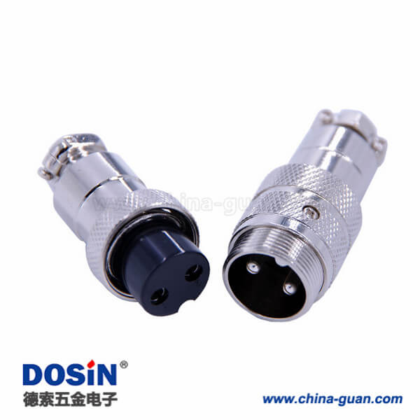 GX20航空對(duì)接插頭2芯電纜式直式公母圓形連接器