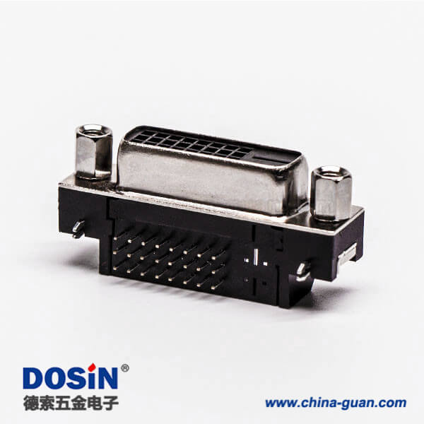 37-1 24+1dvi接口D型母頭帶螺母彎角插板黑色膠芯帶魚叉