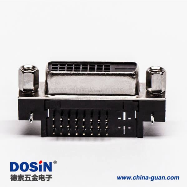 37-2 24+1dvi接口D型母頭帶螺母彎角插板黑色膠芯帶魚叉