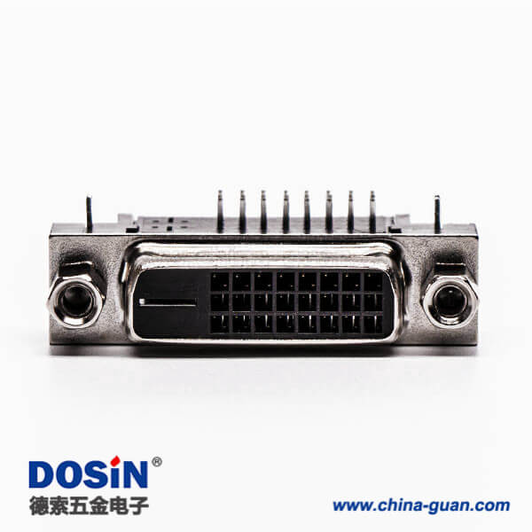 37-3 24+1dvi接口D型母頭帶螺母彎角插板黑色膠芯帶魚叉