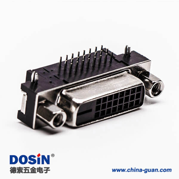 37-4 24+1dvi接口D型母頭帶螺母彎角插板黑色膠芯帶魚叉
