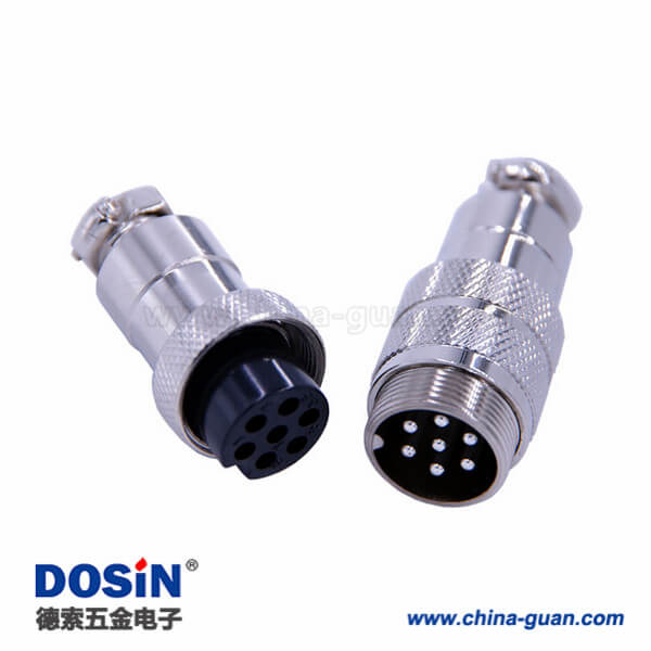防水連接器7芯GX20直式對(duì)接航空插頭公母