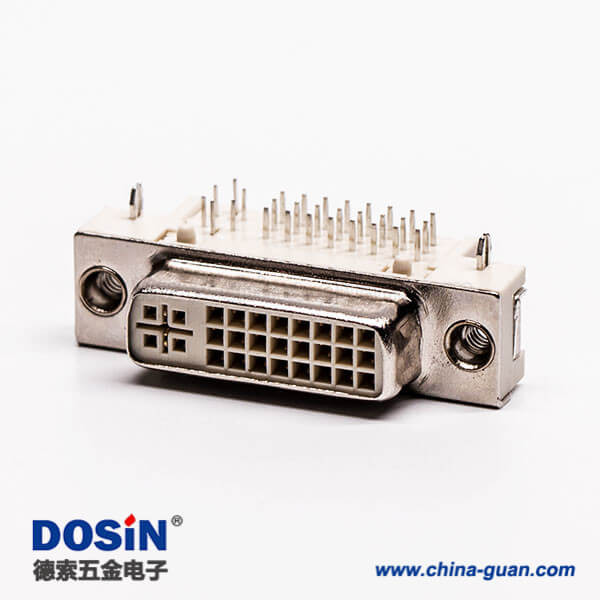 dvi接口24+5彎角母頭插板帶魚叉白色膠芯