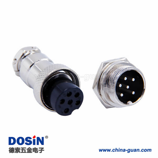6芯航空插頭GX16直式螺紋連接式航空頭